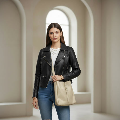 Bolso Buckle Soft Tote — Beige Arena