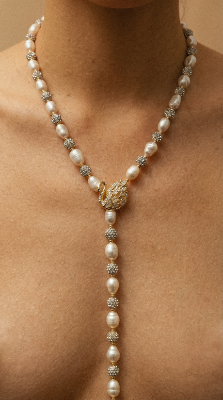 Collar Largo de Perlas de Agua Dulce Ajustable