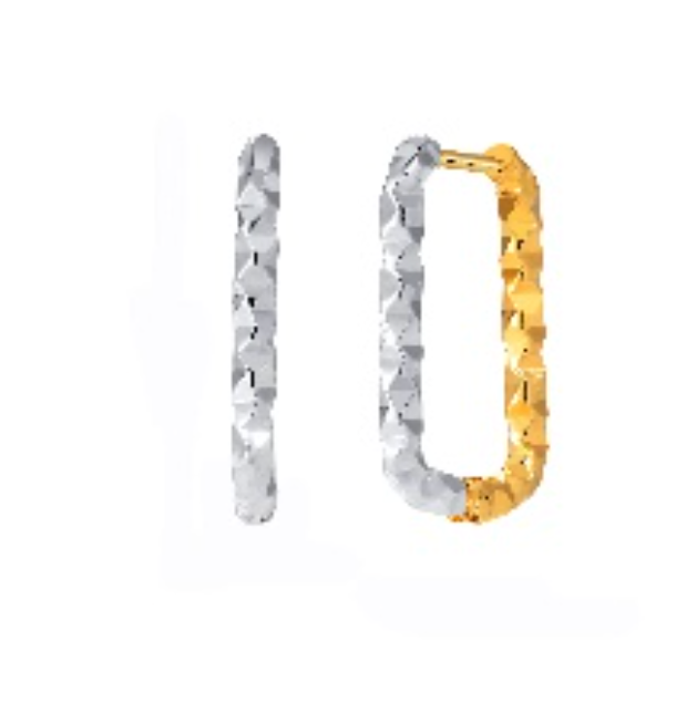 Pendientes Rectangulares Facetados Bicolor