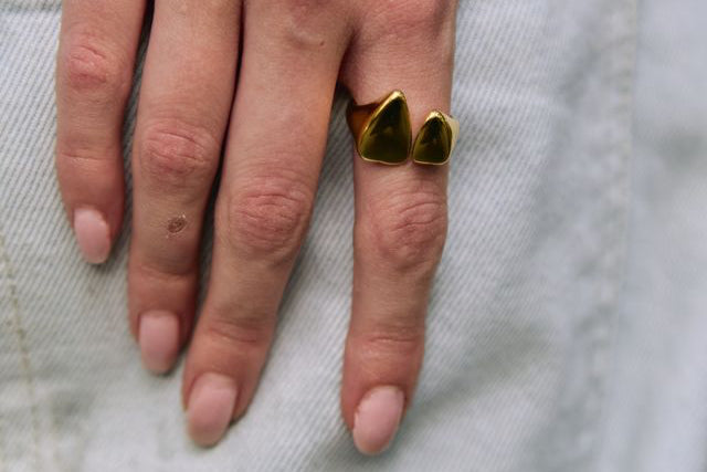 Double Heart Open Ring – Gold Flash