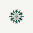 Broche Estrella Real con circonitas blancas, verdes y azules en diseño estrella floral, base de aleación noble. Elegante y llamativo, ideal para abrigos, vestidos y looks especiales.