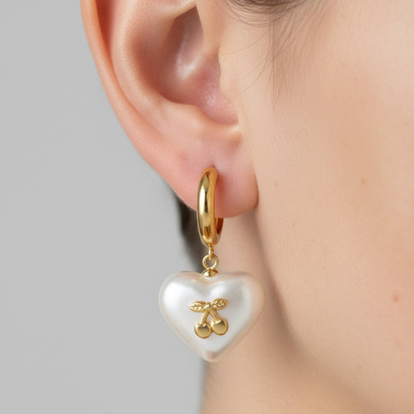 Pendientes Cherry Pearl Heart