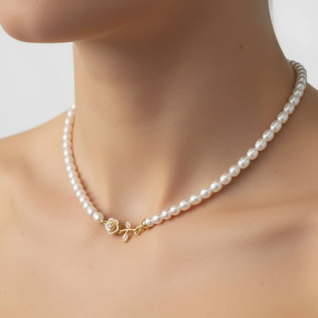 Collar de Perlas de Agua Dulce con Cierre en Rosa